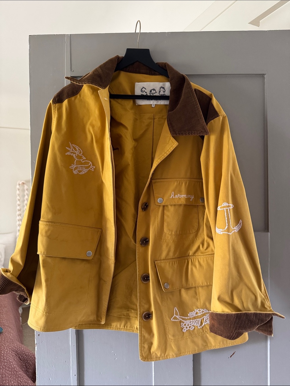 Sea New York Mustard Yellow Jacket with Brown Corduroy Trim